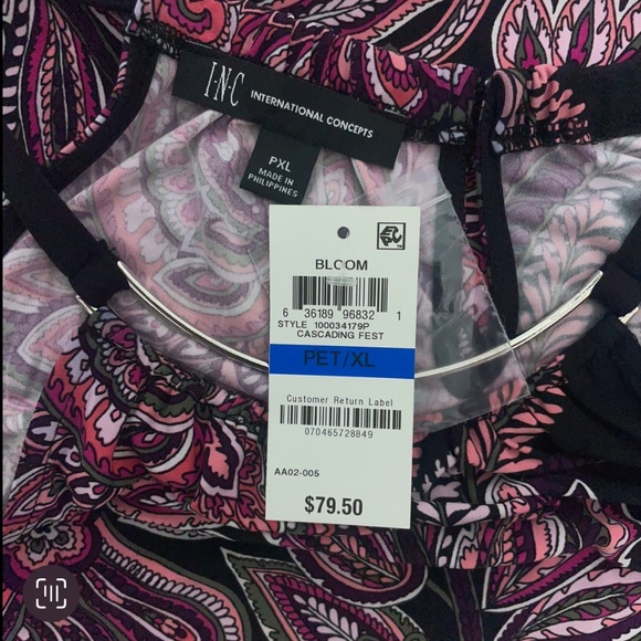 INC Hardware Tank Top Black Cascading Fest Lightweight Stretch Sz Petite XL - Picture 12 of 15